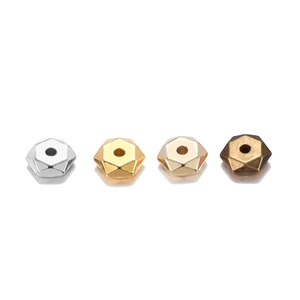 7mm hexagonal CCB spacer beads in gold, silver, and bronze for DIY bracelet jewelry making