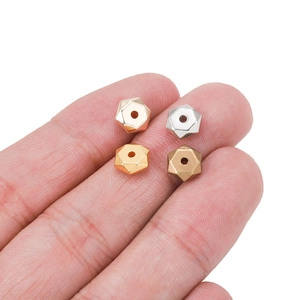 7mm geometric hexagon faceted CCB spacer beads in four metallic colors for DIY jewelry