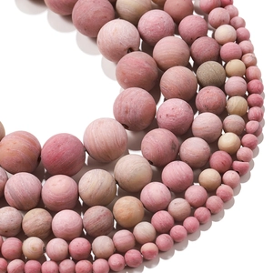 Frosted rhodochrosite pink natural stone beads in various sizes for jewelry making
