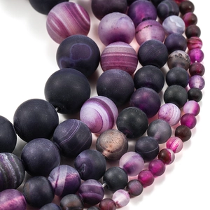 Matte purple striped agate loose beads in mixed sizes for DIY jewelry making
