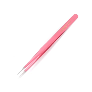 Dettaglio delle pinzette di precisione rosa antistatiche ESD-11 con punte fini in metallo