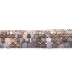 Perline Sfuse Tonde in Agata a Fasce Grigie Opache Naturali per Creazione di Gioielli Fai-da-te Bracciale Collana Accessori