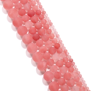 Matte pinke wassermelonenrote Frostperlen für DIY-Schmuck in verschiedenen Größen