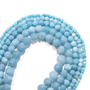 Frosted aquamarine round beads in various sizes for DIY jewelry making accessories
