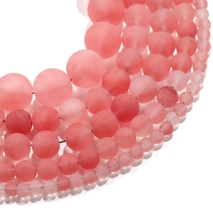 Matte wassermelonenrote Perlen in verschiedenen Größen für DIY-Schmuck und Basteln