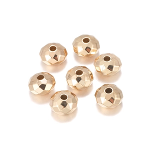 Detailed view of 8mm gold faceted CCB beads with hole design for DIY jewelry making