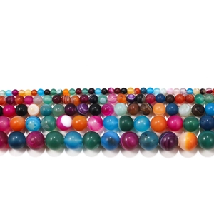Perle di agata satinata a righe colorate da 4mm a 12mm per la creazione di gioielli