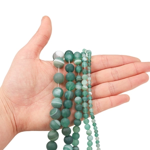 Frosted green line agate loose beads in 4-12mm sizes for jewelry making
