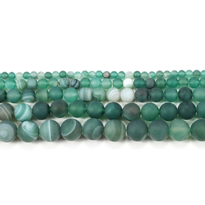 Frosted green stripe agate beads in various sizes for DIY jewelry making and crafts