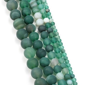Matte natural green agate beads in various sizes for DIY jewelry making accessories