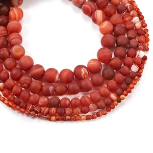 Frosted red striped agate beads in multiple sizes for DIY jewelry making