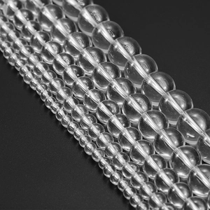 Polished clear quartz loose beads in various sizes for DIY jewelry making and crafting