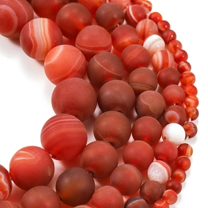 Perles d'agate rouge mat rayées pour bijoux DIY de différentes tailles 4-10mm