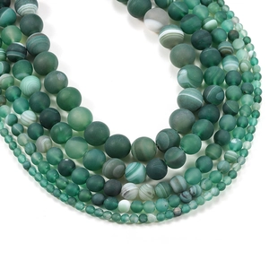 Natural Frosted Green Striped Agate Beads Round Loose Stone For DIY Jewelry Making Necklaces Bracelets 4mm 6mm 8mm 10mm 12mm