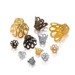 Calottes de perles fleurs évidées en or, argent et bronze pour bijoux DIY