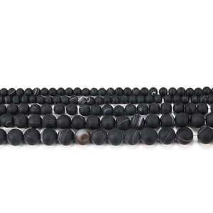 Perles d'agate noire mate à rayures de 4 à 12 mm pour la création de bijoux DIY