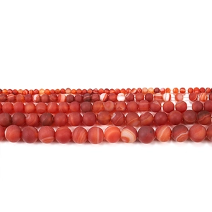 Matte rode gestreepte agaat ronde kralen voor DIY sieraden in maten 4mm tot 12mm