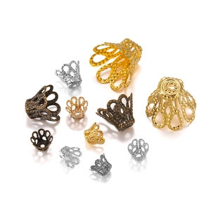 Calottes de perles en forme de fleurs évidées pour bijoux DIY en finitions or argent et bronze