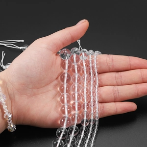 Transparent quartz loose beads in multiple sizes for DIY jewelry making and beadwork