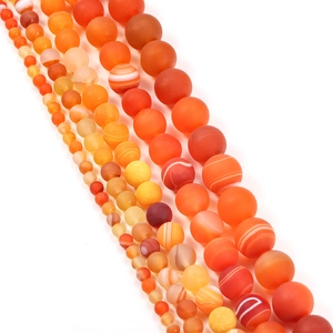 Frosted orange striped agate natural beads 4-12mm for DIY jewelry making accessories