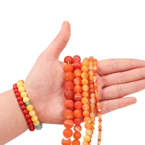 Frosted orange striped agate beads for DIY jewelry making in various sizes from 4mm to 12mm