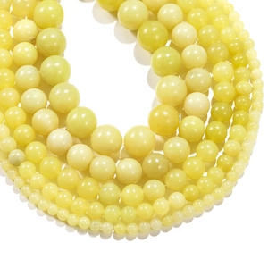 Polished natural lemon jade loose beads in multiple sizes for DIY jewelry making