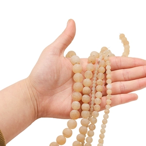 Perles rondes en quartz champagne mat naturel pour création de bijoux et bracelets DIY