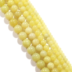 Polished natural lemon jade loose beads in 4-12mm sizes for DIY jewelry making