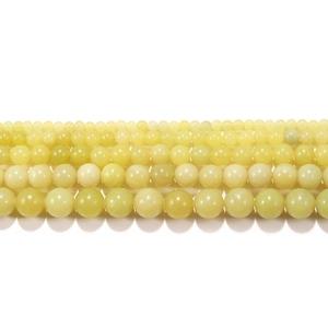 Polished natural yellow lemon jade round loose beads for jewelry making 4-12mm