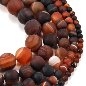 Perles d'agate givrées à rayures 4-12mm couleurs mixtes pour création de bijoux DIY