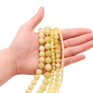 Natural light yellow lemon jade round beads in five sizes for DIY jewelry making