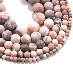 Perles en pierre zèbre rose givré pour bijoux DIY en différentes tailles 4mm à 12mm