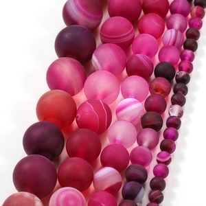 Frosted rose red striped agate natural stone beads for DIY jewelry making