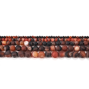 Perles d'agate givrées à rayures de tailles variées pour la création de bijoux DIY