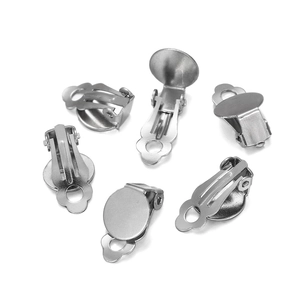 Base per orecchini a clip in acciaio inossidabile color argento per gioielli fai-da-te