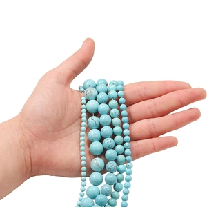 Perline sciolte in turchese naturale blu con venature marroni per gioielli fai-da-te multi-misura