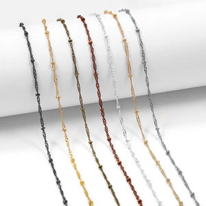 DIY jewelry 1.8mm flat O-chain with metal beads in seven colors and glossy finish