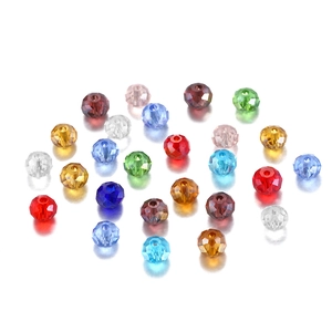 Macro shot of colorful faceted glass beads in various shades for DIY jewelry making