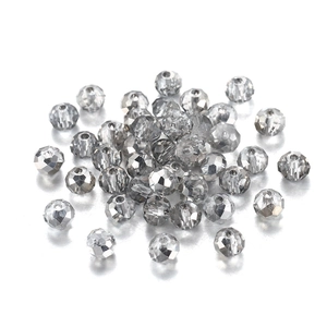 Macro shot of gray faceted crystal glass beads with precision cut for DIY jewelry making