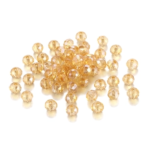 Macro shot of faceted champagne crystal beads with a clear hole for DIY jewelry making