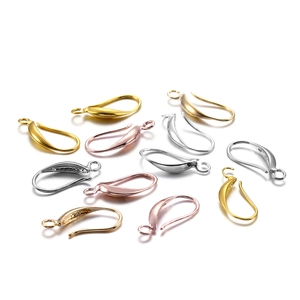 Crochets d'oreilles DIY en forme de feuille, métal poli or, argent et or rose