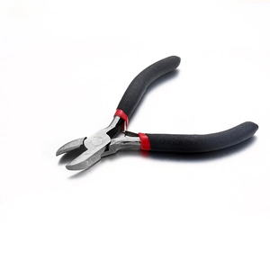 DIY jewelry making pliers with black and red non-slip handles for manual craft work