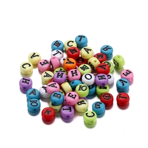 Colorful acrylic alphabet beads for DIY jewelry making with smooth round cylindrical shape