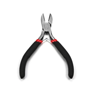 Manual diagonal wire cutters with black and red non-slip handles for DIY jewelry making