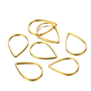 Set de seis dijes de latón dorado en forma de lágrima para crear aretes y bisutería