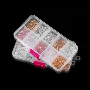 Dual-layer storage box with DIY jewelry components including crystal beads and pearls