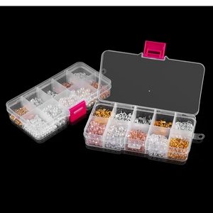 DIY jewelry making kit featuring crystal glass beads and faux pearls in a divided storage box