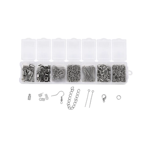 Kit completo de fornituras para joyas DIY con cierres de langosta y anillas abiertas