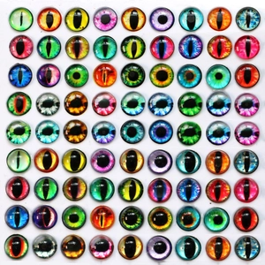 Colorful dragon eye glass cabochons set for DIY jewelry making in a white tray