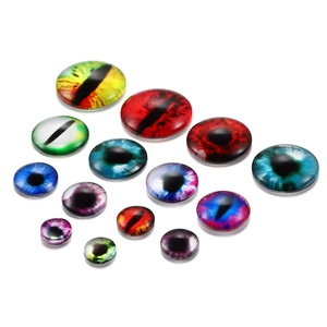 14 pieces of 10mm assorted colorful 3D glass dragon and cat eyes for DIY resin crafts
